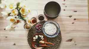 ingredients for Chocolate Browie Cake with Raspberries and Peanut Butter