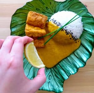 vegan katsu tofu curry