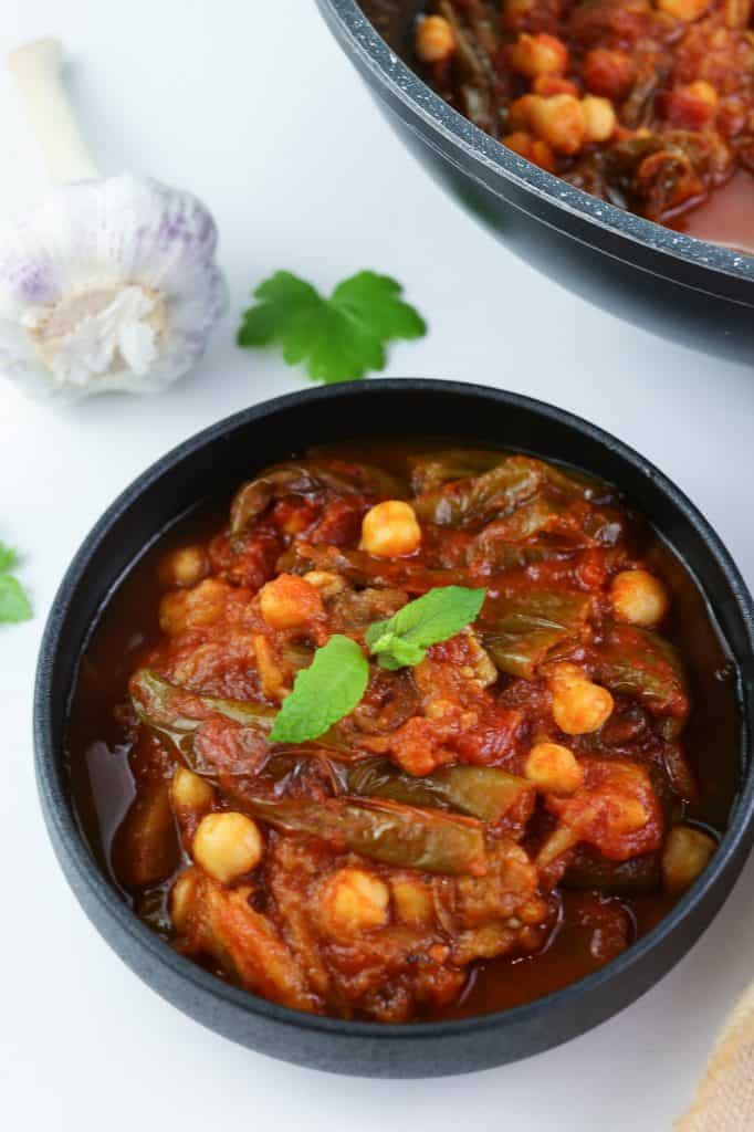 Lebanese Moussaka with Green Peppers close up