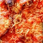 vegan aubergine parmigiana close up detail