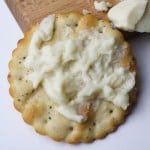 vegan stracchino cheese on cracker
