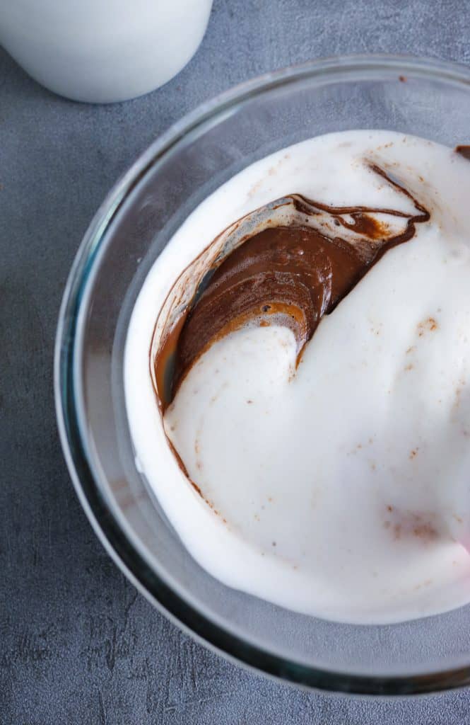 Preparing Chocolate Mousse for Chocolate Mousse and Biscoff Tart