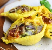 vegetable mince stuffed conchiglioni