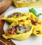vegetable mince stuffed conchiglioni
