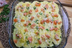 courgette and potato bake ready for the oven