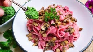 Tagliatelle alla Rapa Rossa con Ragù di Funghi