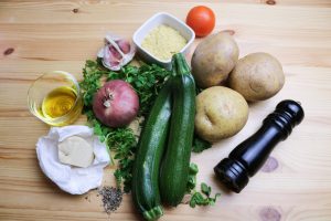ingredients for courgette and potato bake