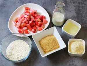 ingredients for Deliciously Moist Rhubarb Sponge