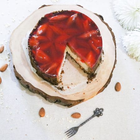 Rhubarb Baked Cheesecake | No Cashews