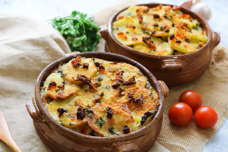 vegan Potato nori rice bake served in dishes