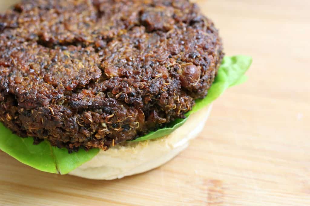 close up quinoa mushrooms burgers