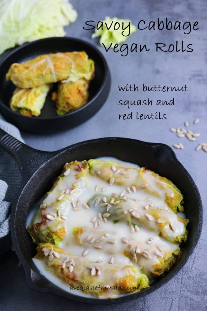 Savoy Cabbage Rolls with Butternut Squash and Red Lentils pinterest image