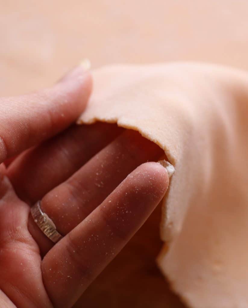 close up for thickness to make homemade red lentil pasta