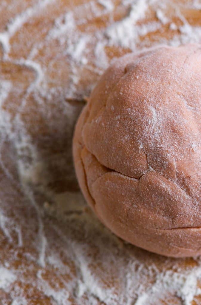 final dough to make homemade red lentil pasta