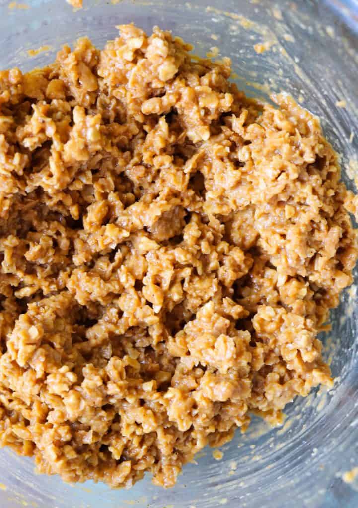 Vegan burgers soy TVP mixture in a glass bowl