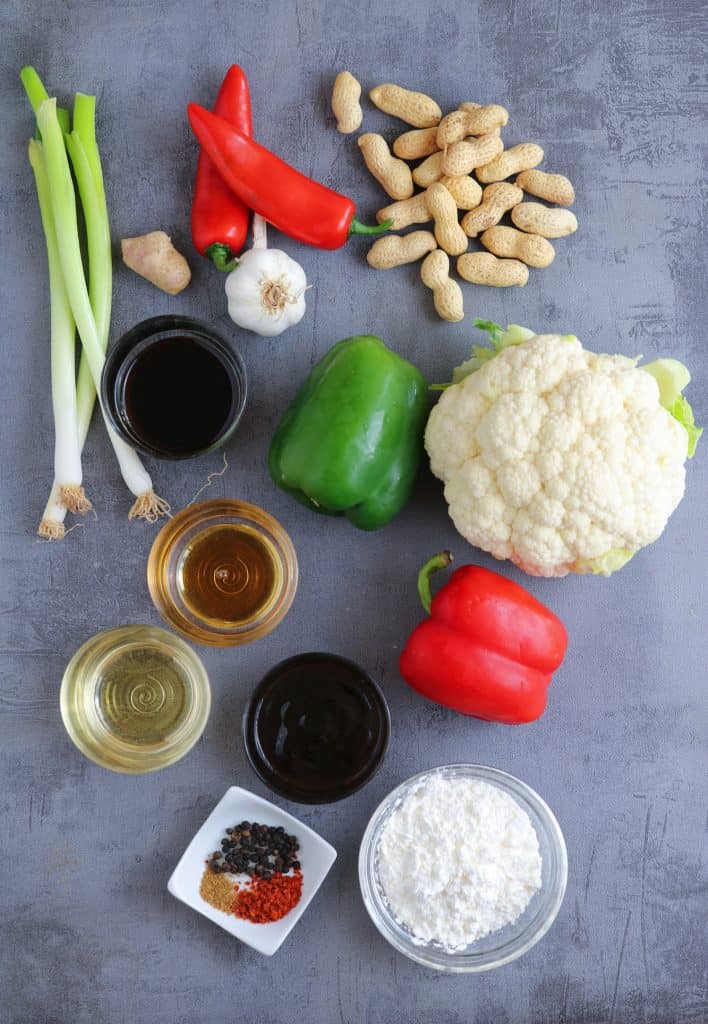 Ingredienti per preparare il Cavolfiore Kung Pao