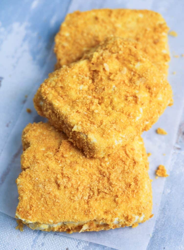 Cotolette di Tofu impanate prima della cottura