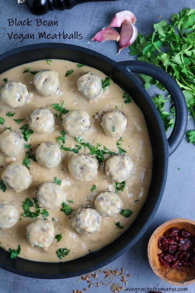 Festive Black Bean Meatballs with Cranberries Vegan & Gluten Free for pinterest