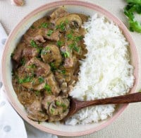 vegan beef stroganoff