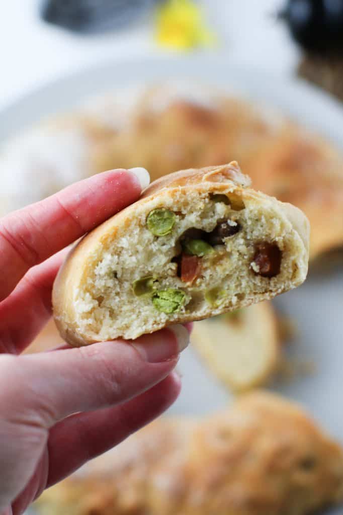 Vegan Casatiello slice detail