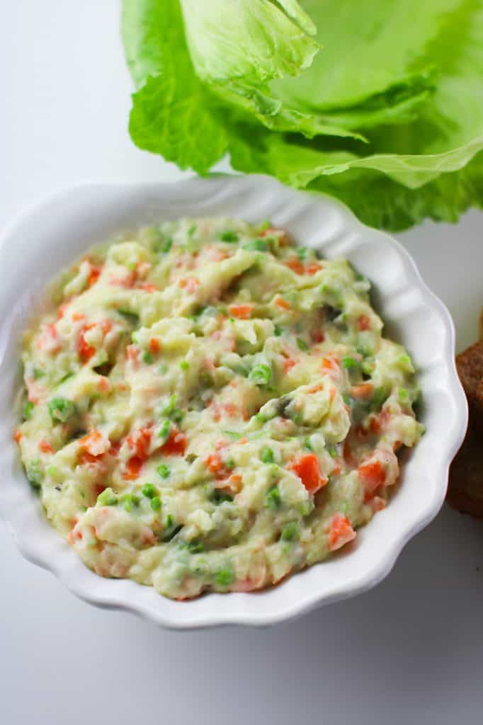 vegan russian salad on serving dish