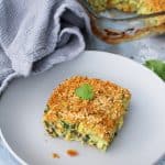 courgette baked frittata slice on a plate close up