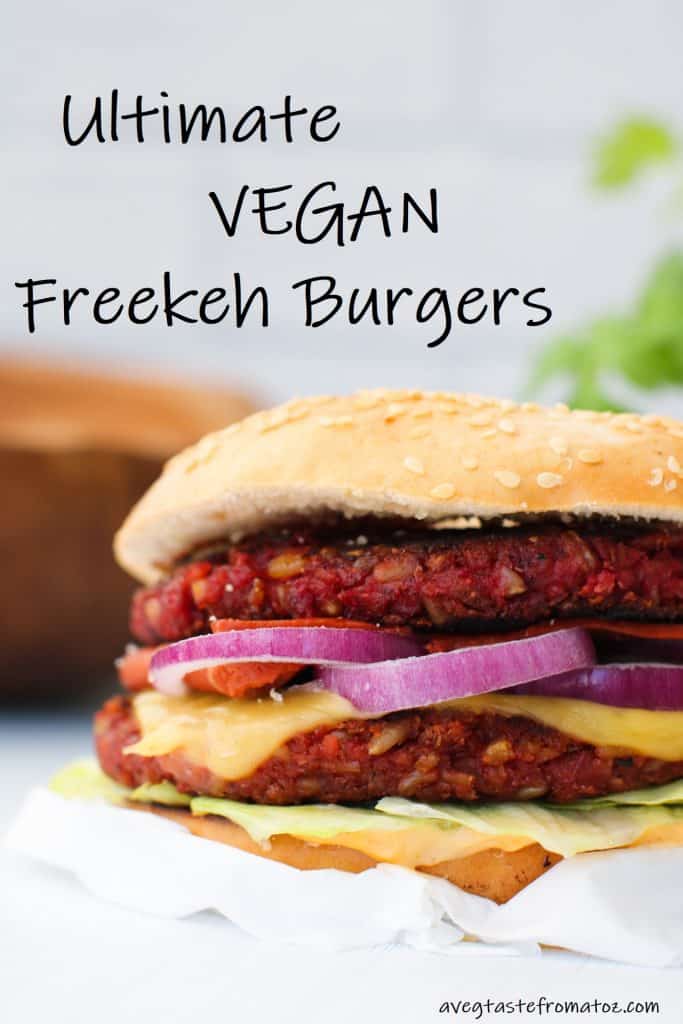 ultimate vegan freekeh burgers image for pinterest