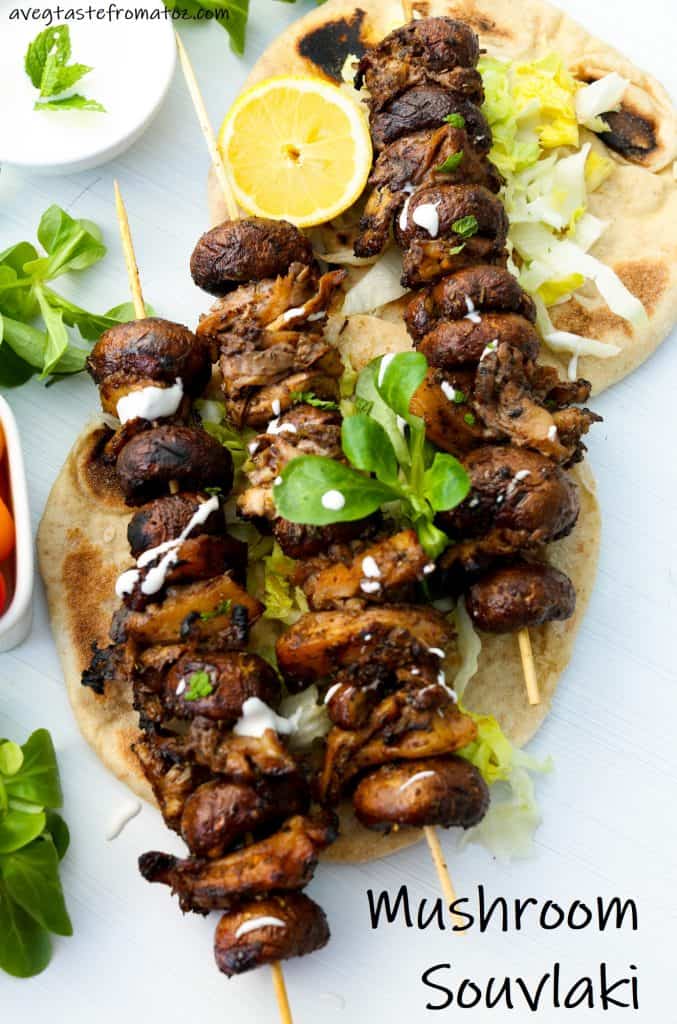 Mushroom Souvlaki Vegan and Gluten Free image for pinterest