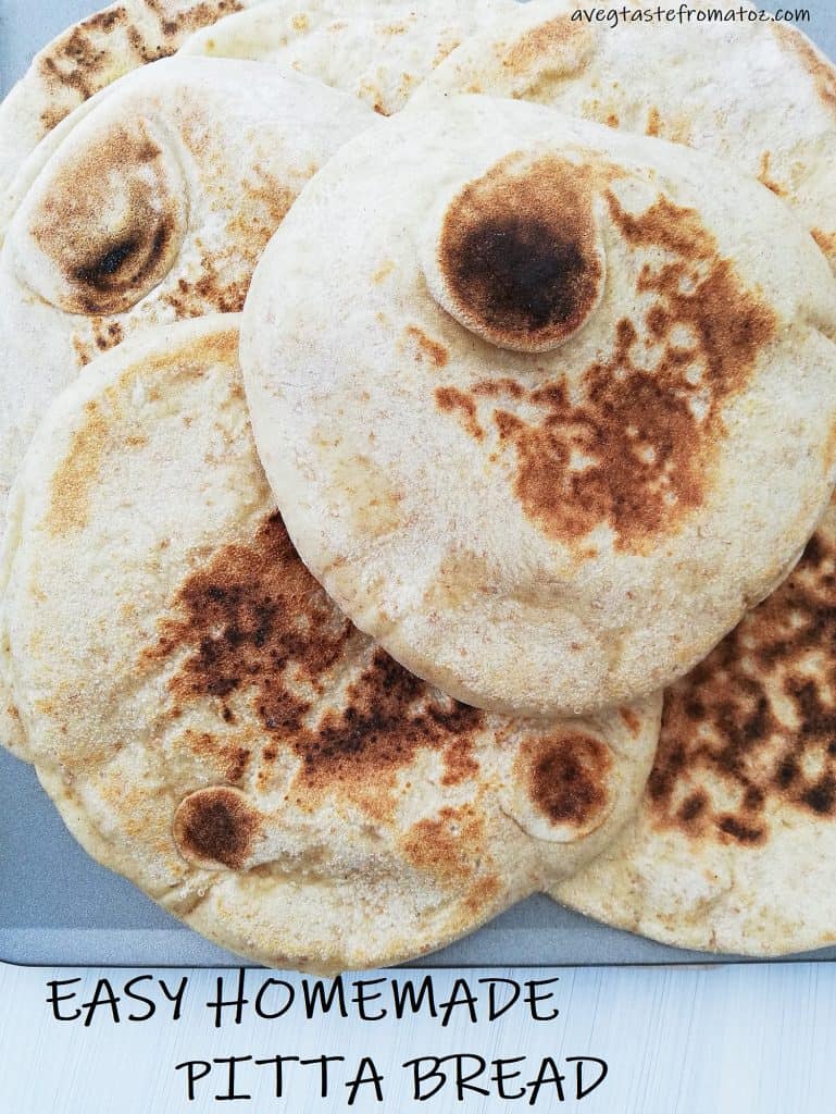 Easy homemade pitta bread image for pinterest