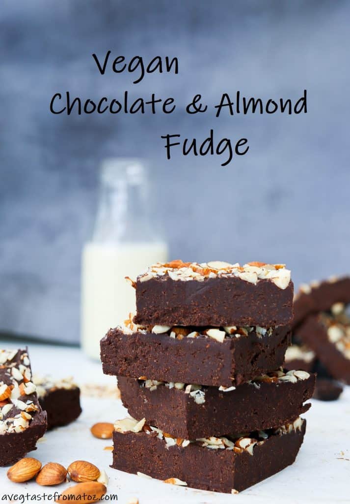 Vegan Chocolate and Almond Fudge image for pinterest