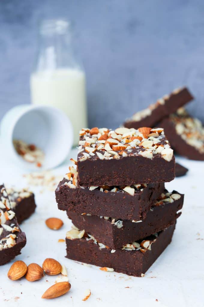 Vegan Chocolate and Almond Fudge stack