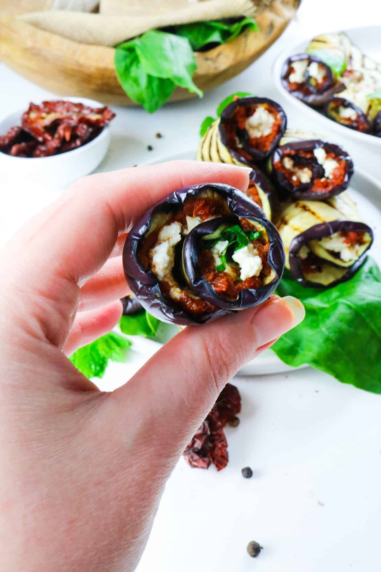 Grilled Aubergine Roll Ups detail