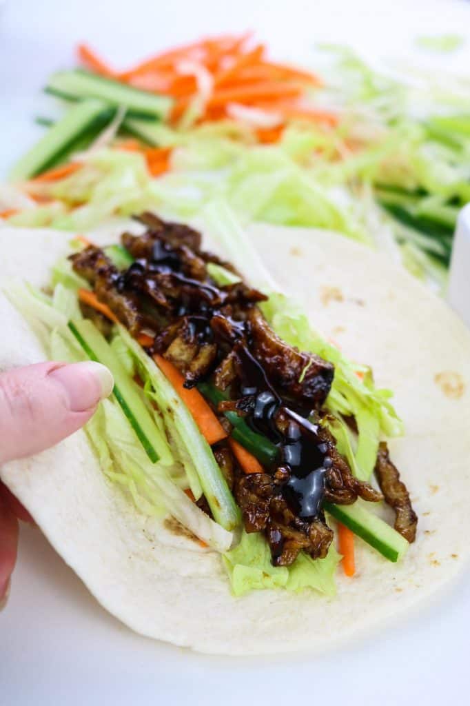 closing Vegan Hoisin "Duck" Wraps