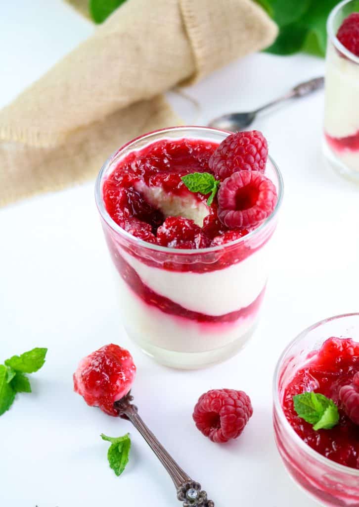 Raspberry and Rhubarb Panna Cotta