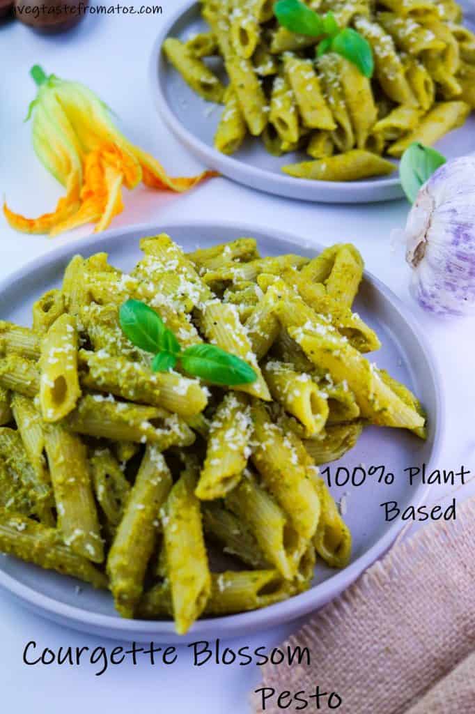 Courgette blossom pesto pasta image for pinterest
