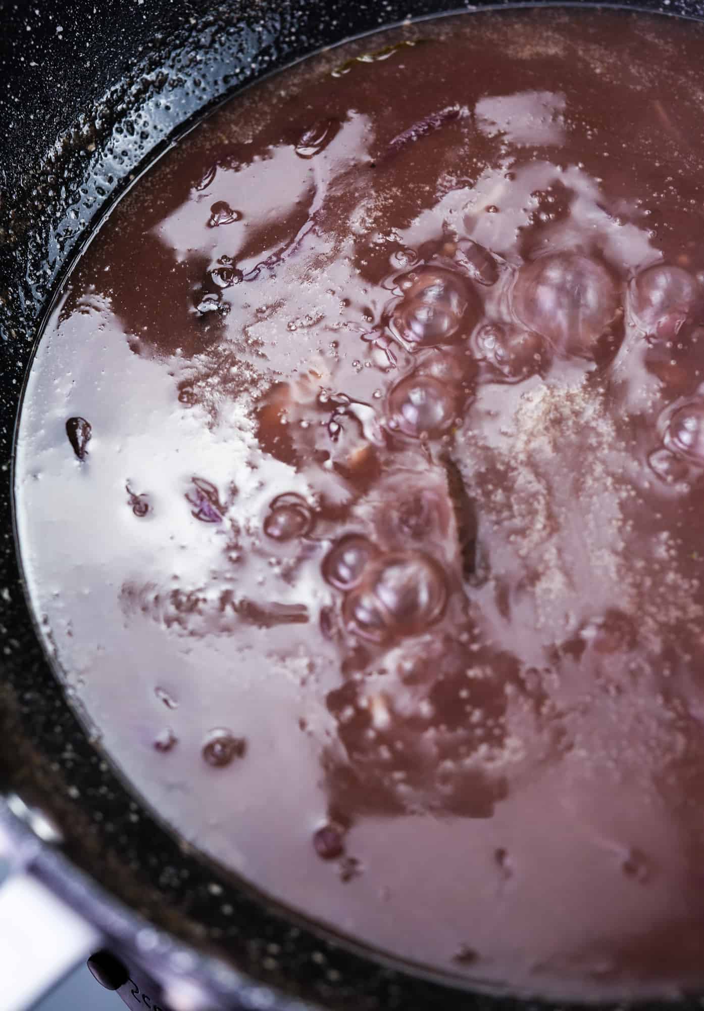 cooking gravy in a wok