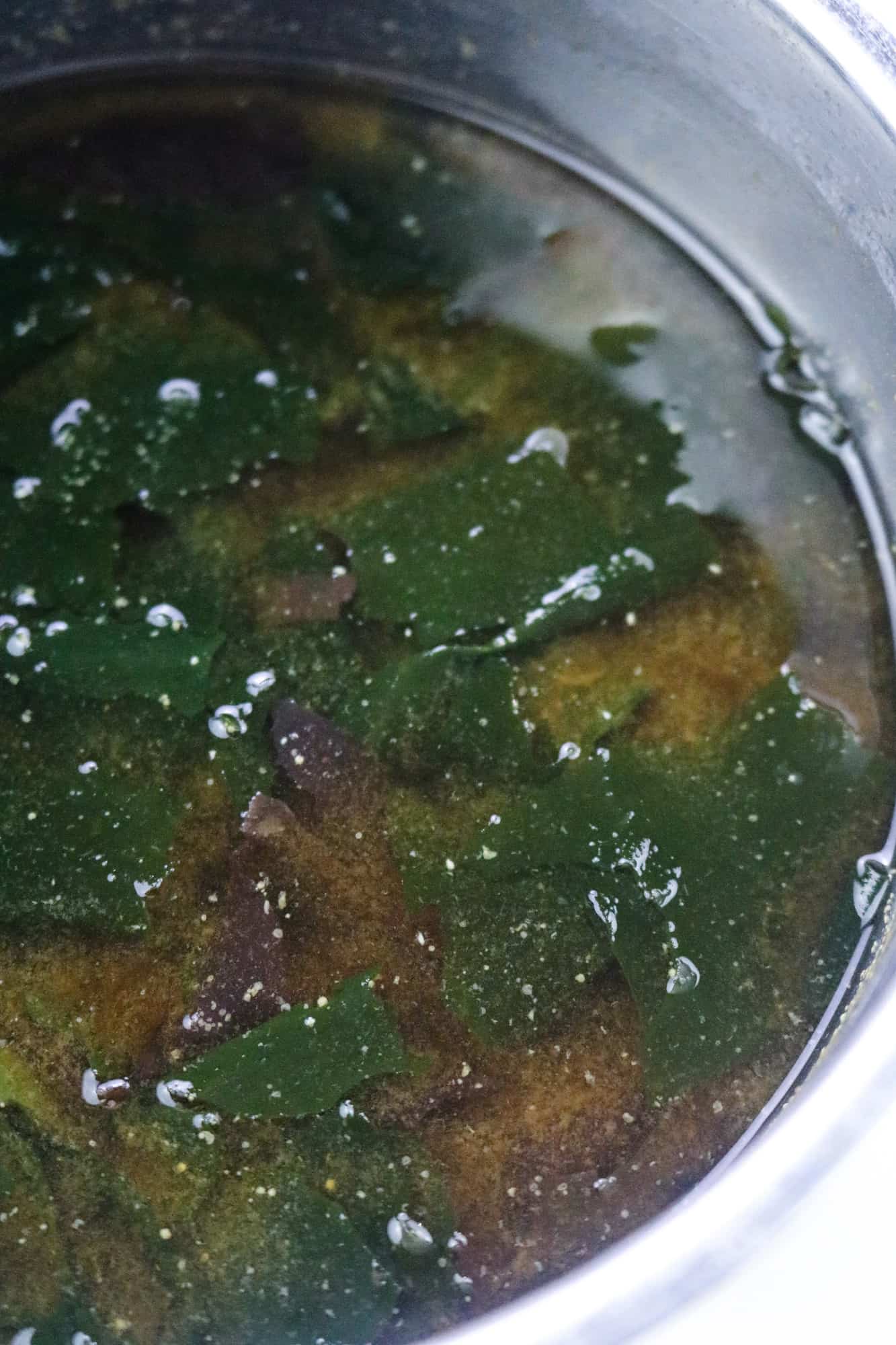 ingredients for vegan fish sauce in a saucepan