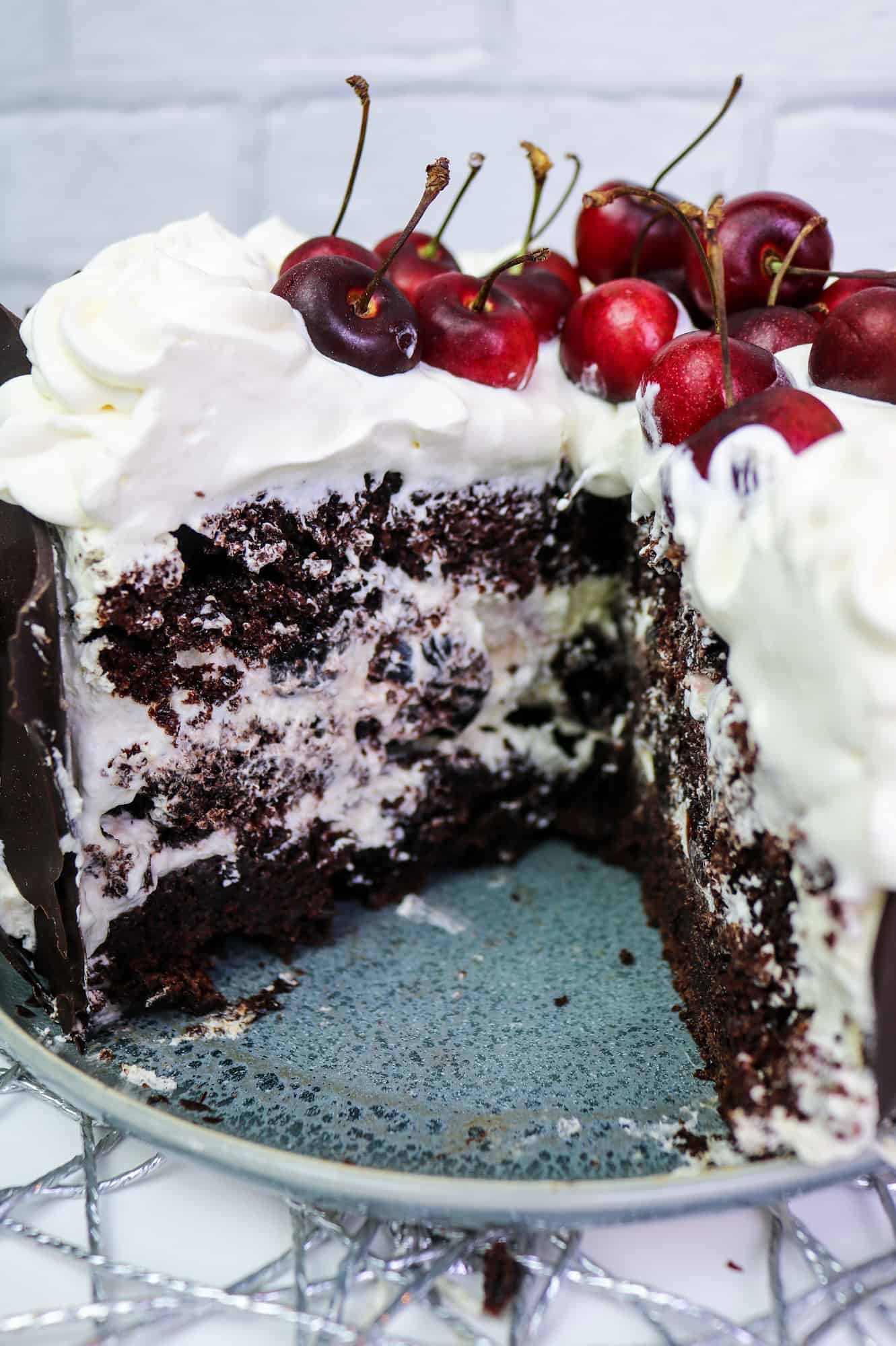 inside vegan black forest cake