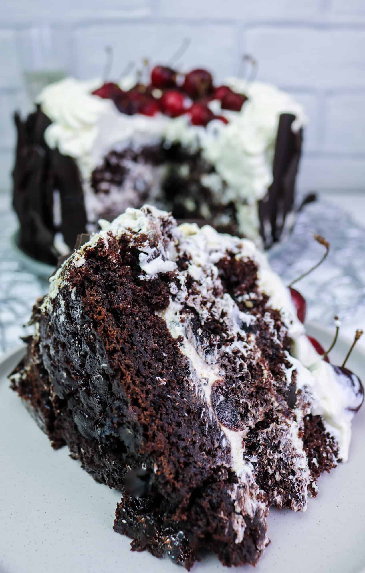 Vegan chocolate cake (or gateau) slice