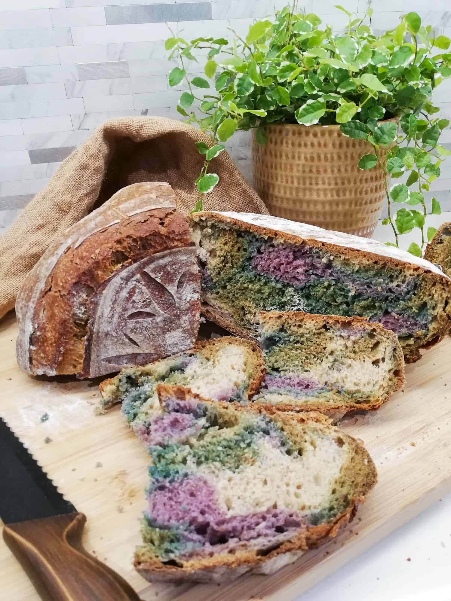 Multicoloured Sourdough Bread sliced