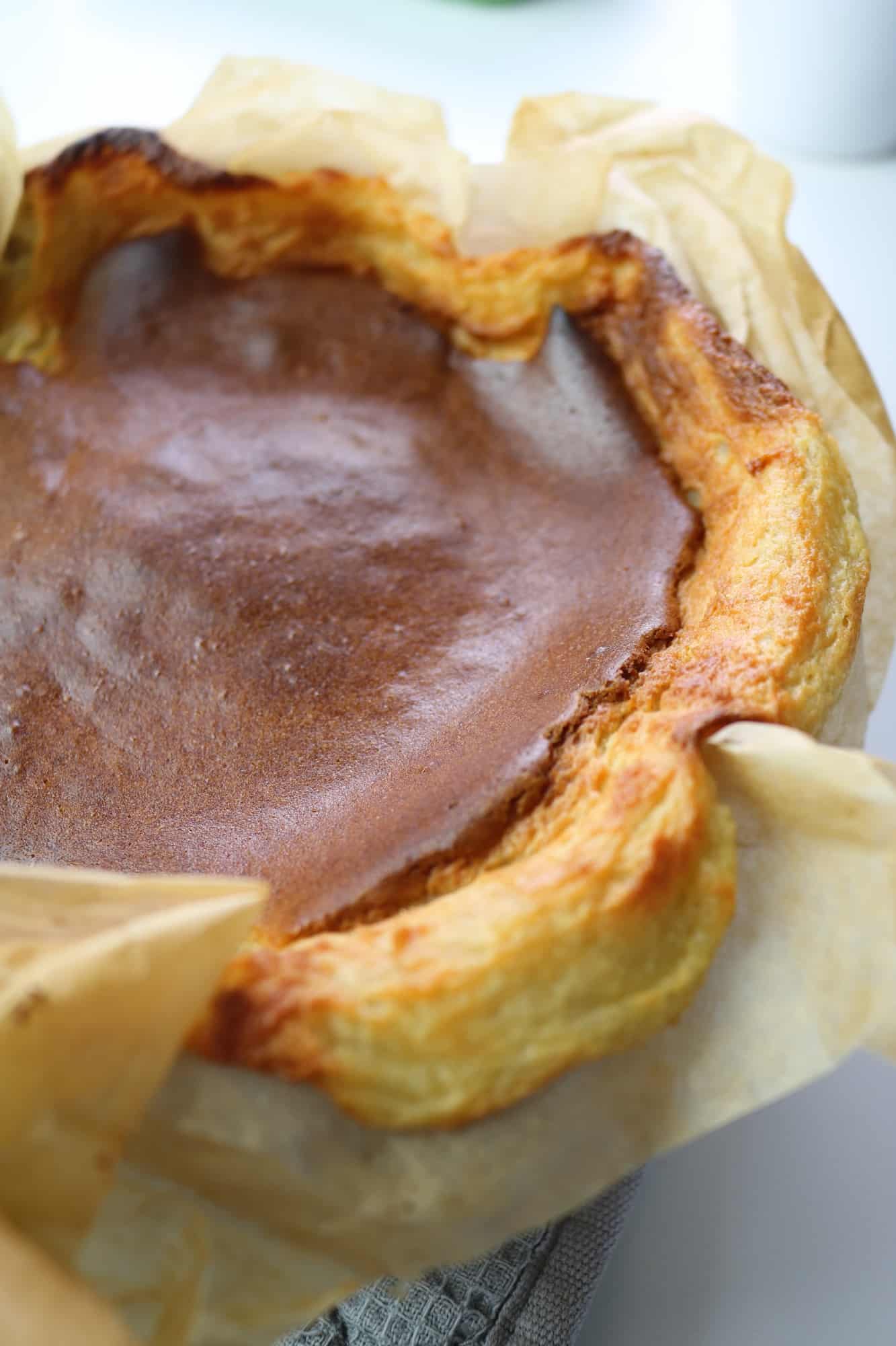 burnt cheesecake just out of the oven