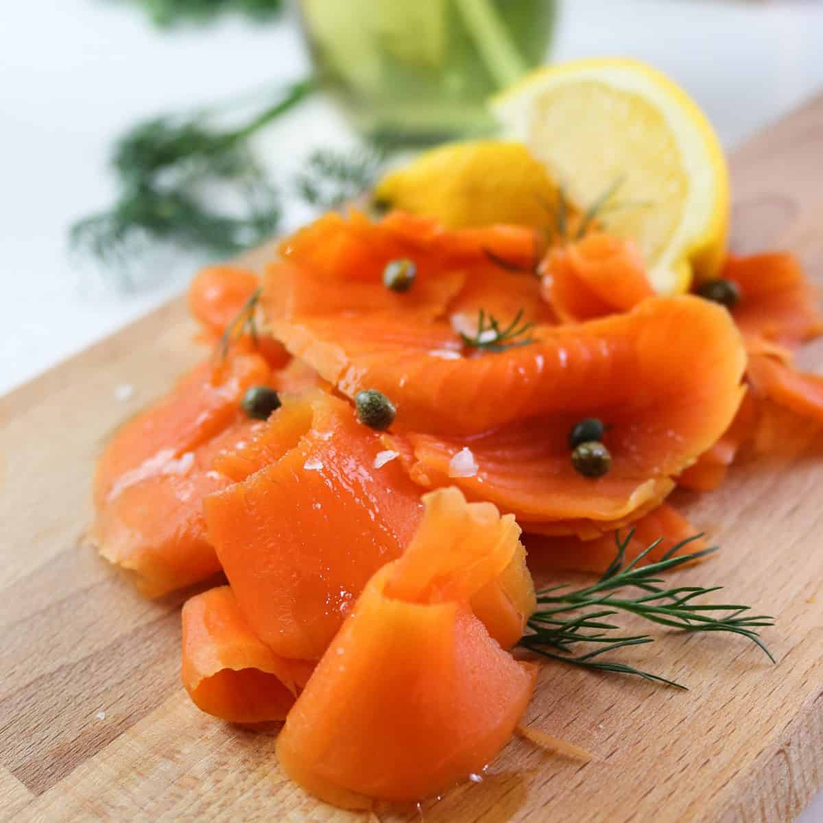 best vegan salmon / carrot lox close up