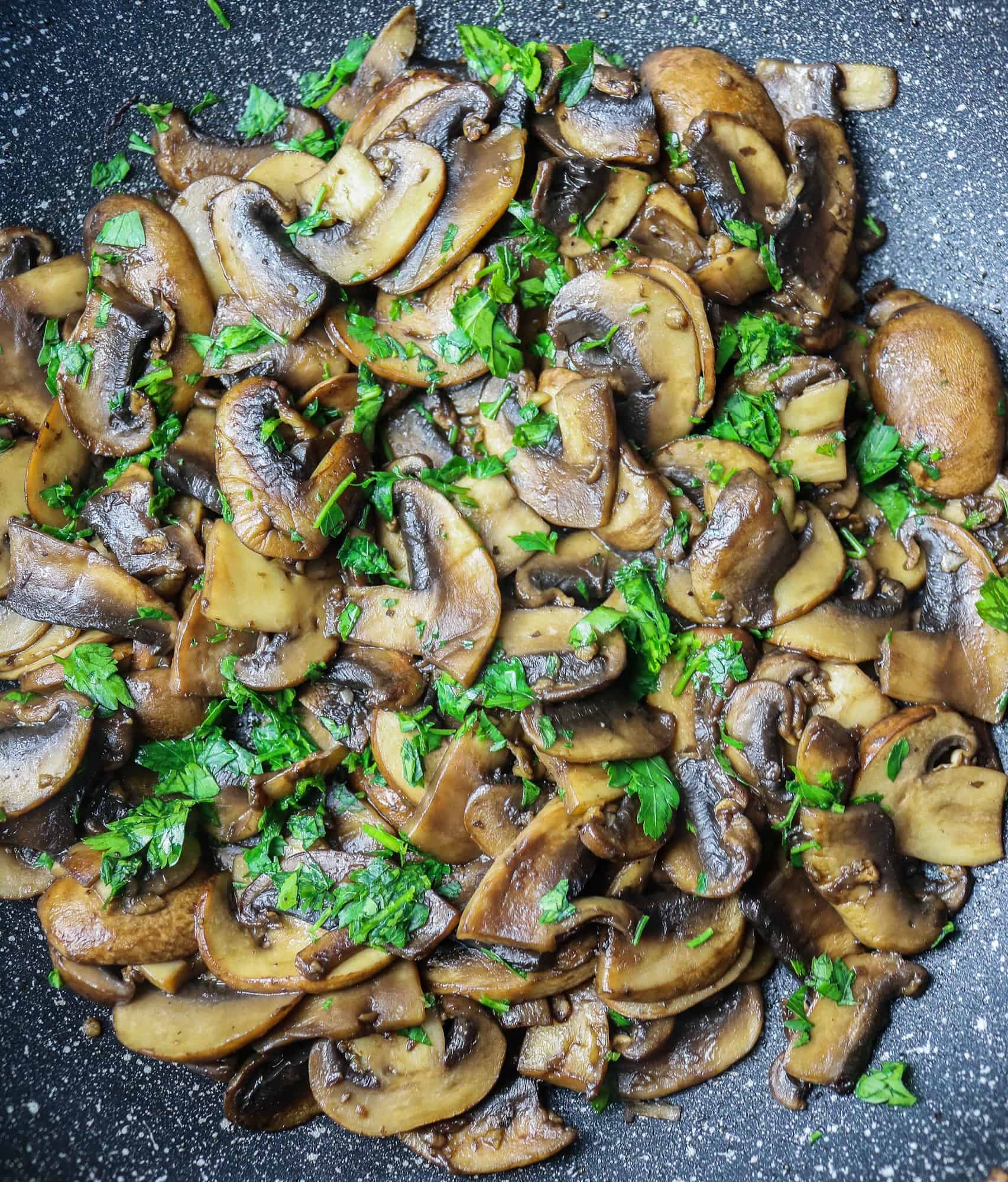 sautéed cremini mushrooms with fresh parsley