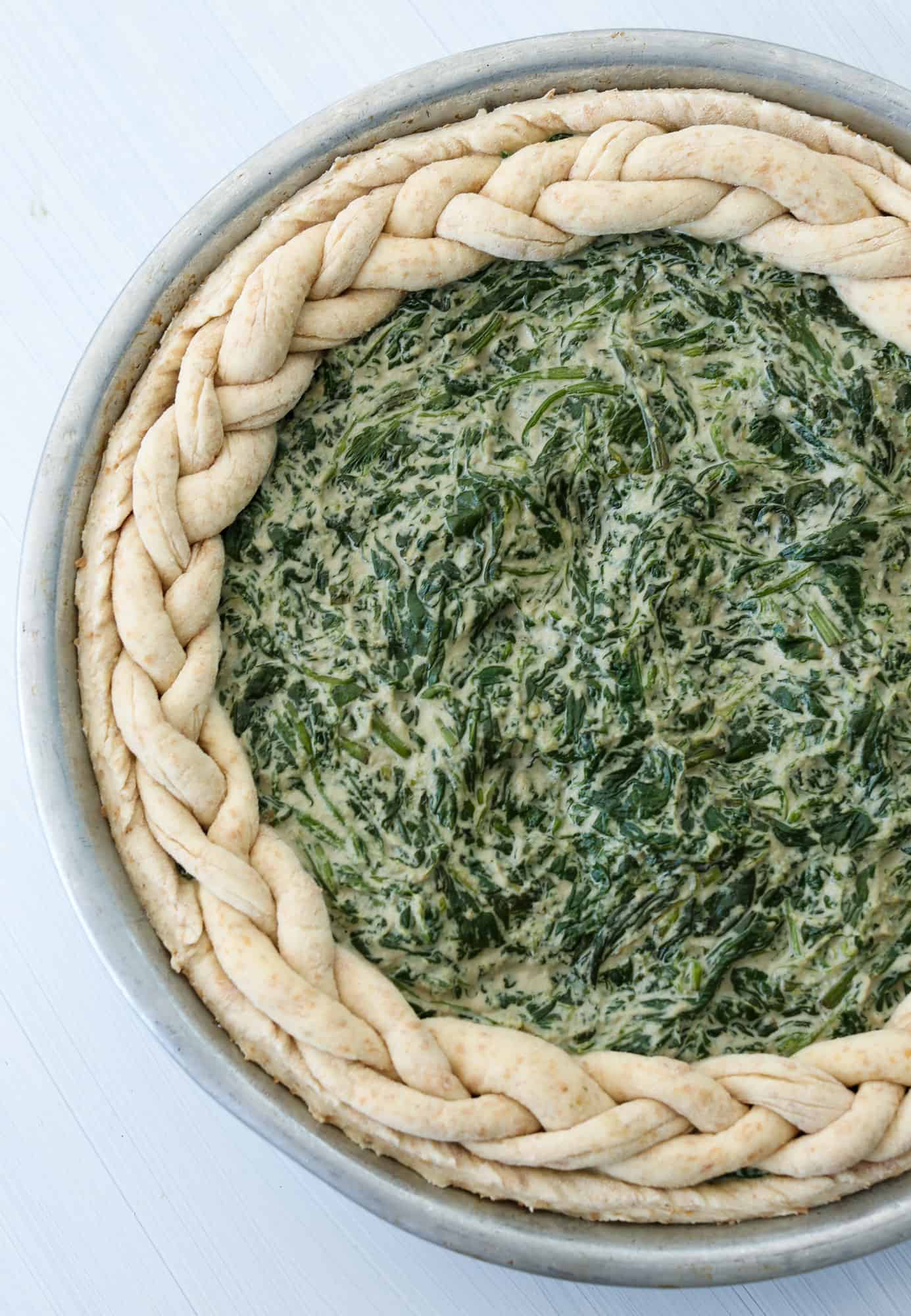 spinach pie ready for the oven