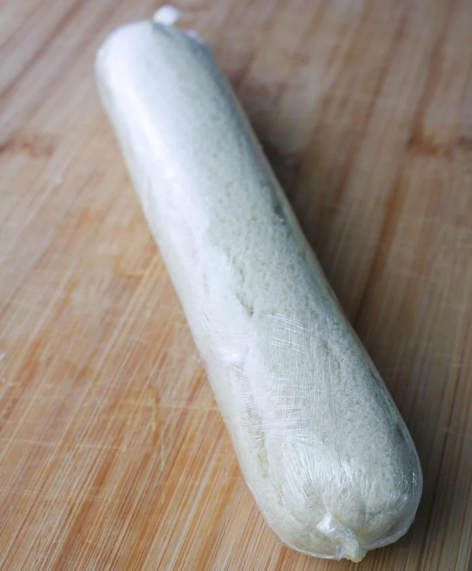 vegan salmon and cashew cheese bread roll pre cutting