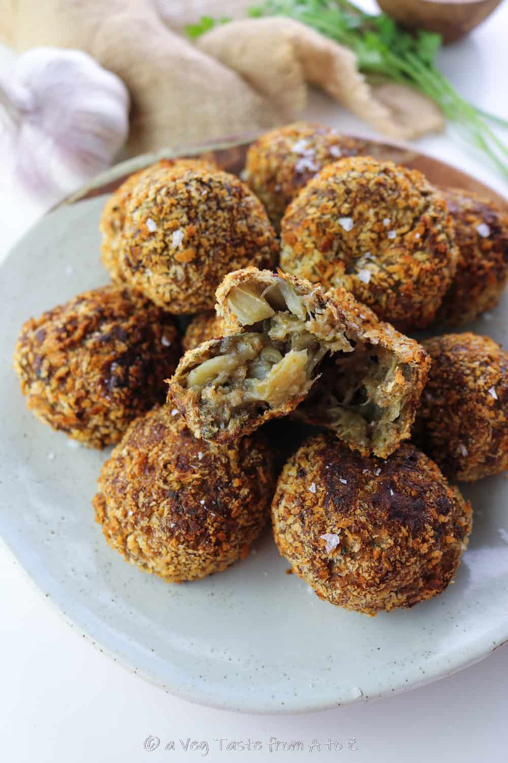 aubergine meatballs inside