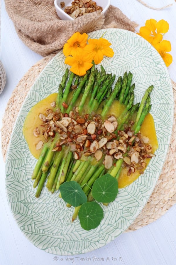 Vegan Asparagus & Egg Almondine • a Veg Taste from A to Z