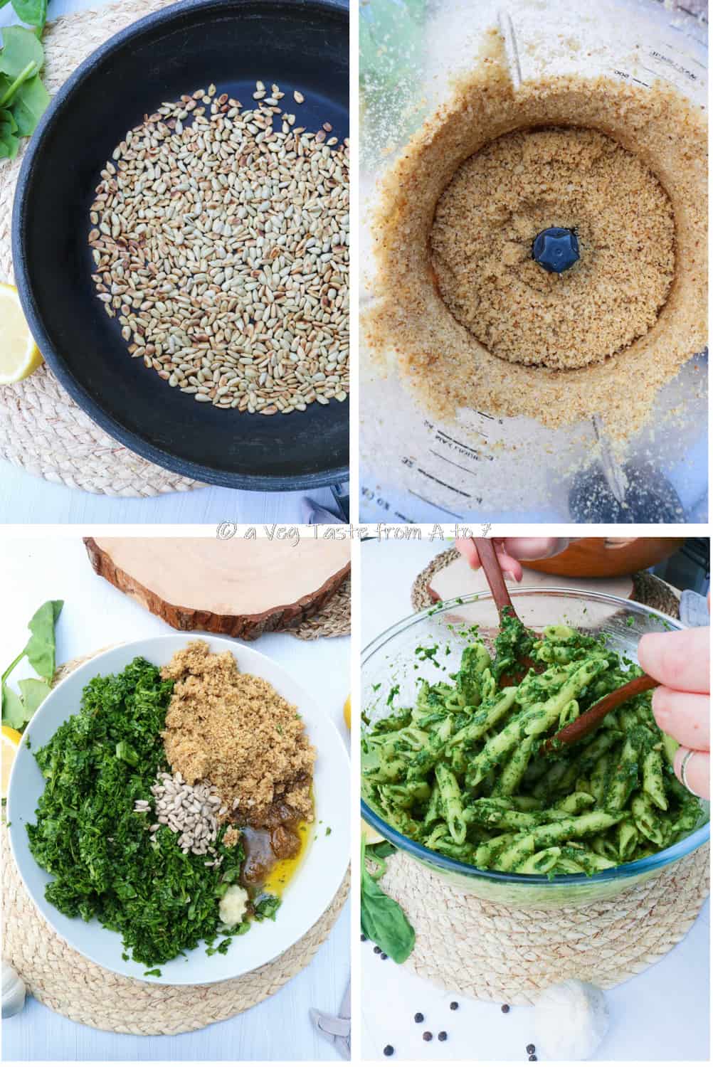 steps for spinach pesto pasta