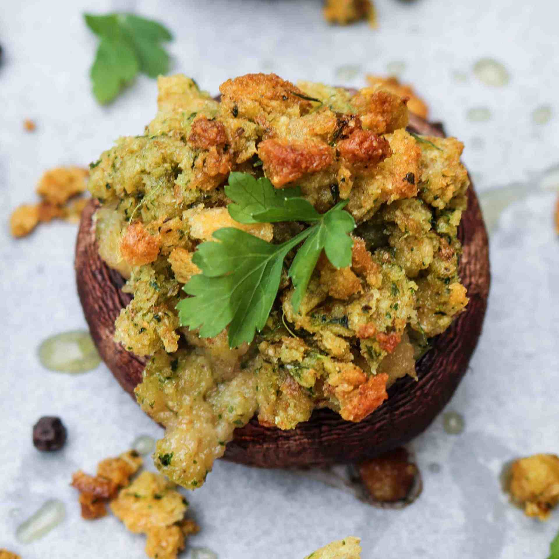 Vegan Garlic Bread Stuffed Mushrooms • a Veg Taste from A to Z