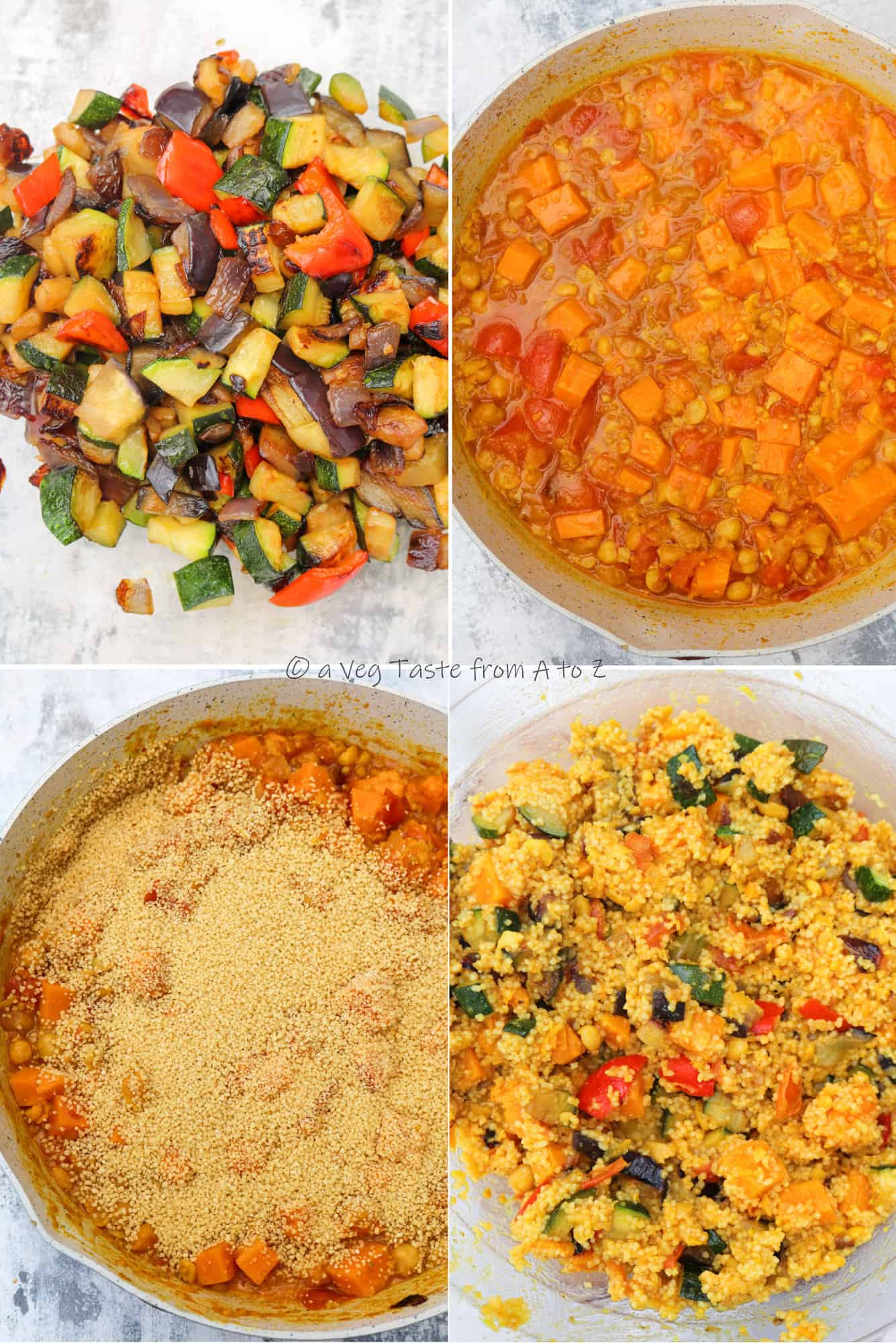 pictured steps to make summer couscous